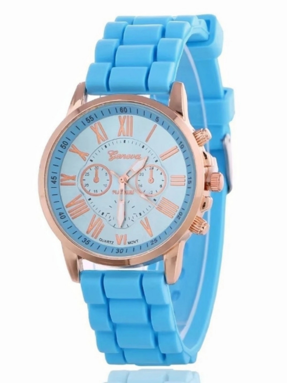 NWOT Geneva Platinum Blue & Pink Chronograph Watch.